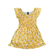 Zunie Girls Yellow Floral Smocked Dress Size 10/12