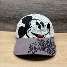 Disney Parks Mickey Mouse Hat Cap Strap Back White Gray Graffiti Sketch Art Logo