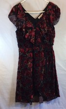band of gypsies L velvet burnout mini dress red black whimsigoth dark fairy
