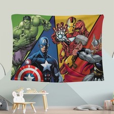 Superhero Wall Tapestry, Comic Style Wall Art, Hero Squad Decor,Avenger Tapestry
