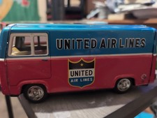 Vintage Haji Tin Friction Powered United Airlines Tin Bus Made In Japan
