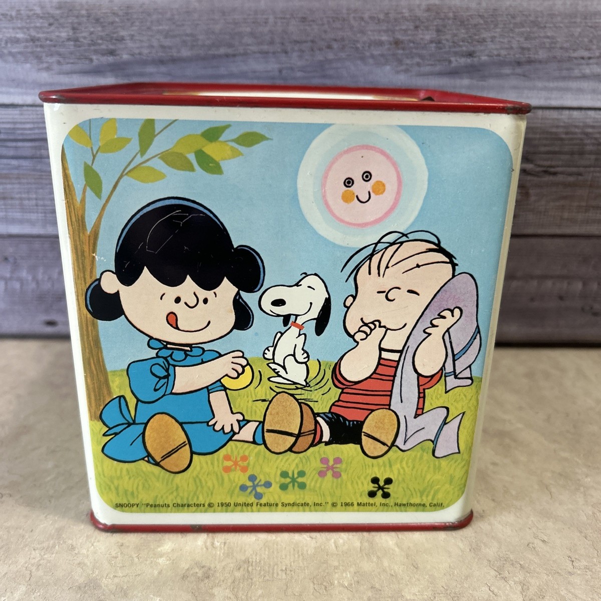 スヌーピー ビンテージトイ マテル 金型金属製ピーナツ60'sアメリカ製USA Mattel Made in USA Snoopy in the Music Box Metal Jack-in-the