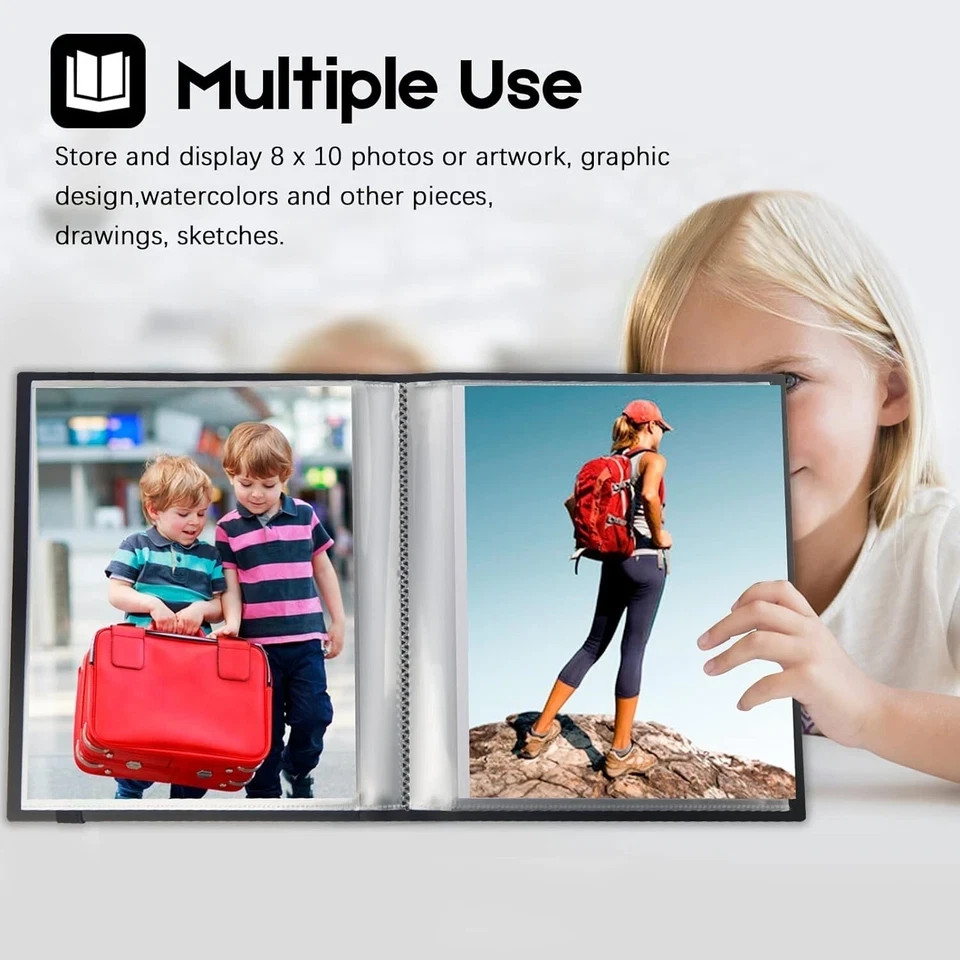 Photo Album 8X10, 8X10 Photo Album Book Holds 68 Photos, Art Portfolio Binder fo