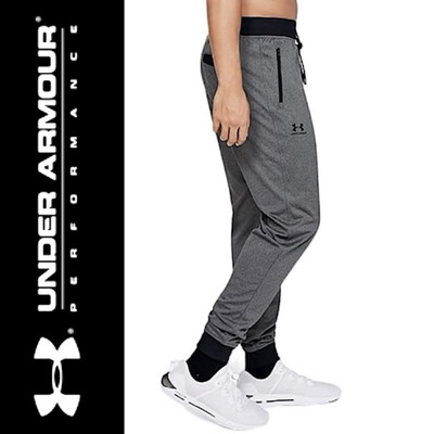 Under Armour S Sportstyle Tricot Gray/Black Colorblock Jogger! NEW!