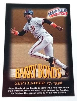 Barry Bonds 4 Of 50 Fleer 97-98 Million Dollar Moments Card 1997