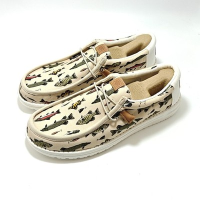Hey Dude Wally Fish Lure White Sneaker Shoes Men's Size US 11/12/13/14