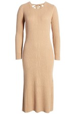 Wayf x BFF Womens Hollie Long Sleeve Sweater Dress Small Camel - NWT