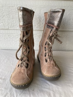 Nordstrom By Iacovelli Pink Lace Up  Calf Suede  Boots Size 25 (8.5 US) Toddler