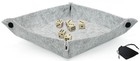 Dice Rolling Tray Folding Grey Felt Mat + (6) 16mm Bone Tone Dice w/Pouch Set — photo 1