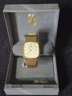 Vintage 1983 Pulsar Bill Blass Seiko Quartz Watch Y100-5429 Gold Tank w/ OG BOX