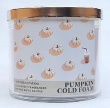 1 Bath & Body Works PUMPKIN COLD FOAM Large 3-Wick Scented Candle 14.5 oz