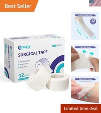 Soft Paper Surgical Tape 1" x 10 Yards - Hypoallergenic, Latex-Free, 12 Rolls