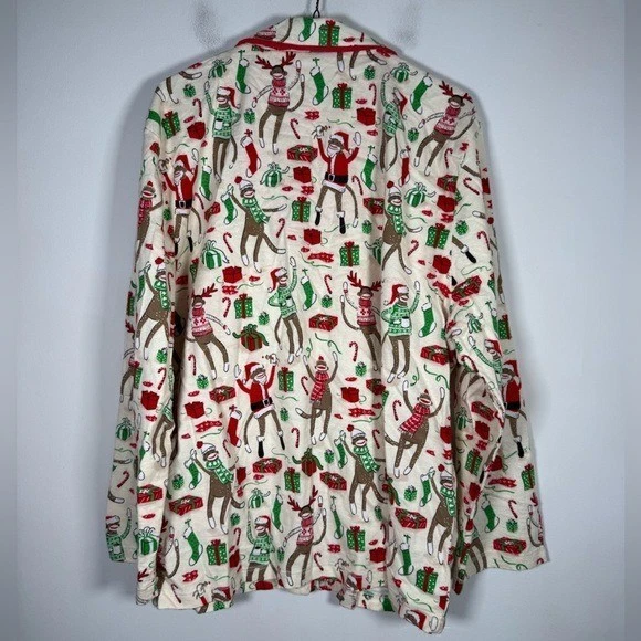 Conjunto de pijama de dos piezas de Navidad Nite Nite Munki Munki para mujer talla extra grande XL Foto 4 de 4