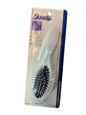 Vintage Goody Style Hair Brush Non-Slip Handle in White Comfor-Tip Bristles 1996