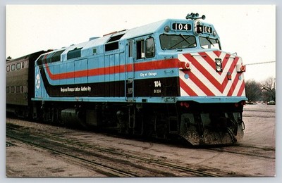 Train~Regional Transport Authority~Unit No 104 City Of Chicago~1950s Postcard