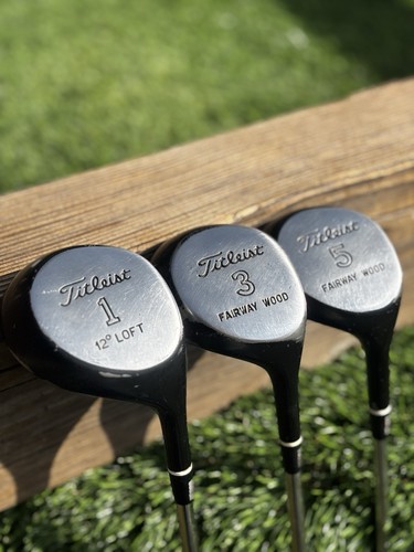 Vintage Titleist Metal Woods - 1, 3, 5 RH Regular Flex Steel Shafts