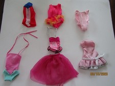 LOT OF VINTAGE BARBIE CLOTHES-BATHING SUITS-2 ONE PIECE OUTFIT-SKIRT-TOP-DRESS
