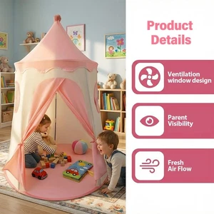 Pink Children's Play Tent Playhouse Castle 150 x 110 cm