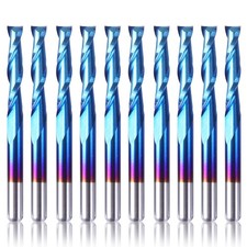 SainSmart Genmitsu 10Pcs Nano Blue Coat Flat Nose End Mill CNC Router Bits 1/8"