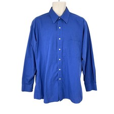 Chaps Preppy Shirt Men Size L Blue Wrinkle Free Button Down Pocket Long Sleeve