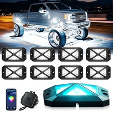 MICTUNING C4 8 Pods RGBW LED Rock Light,Ultra-Bright Underglow Neon Lighting Kit