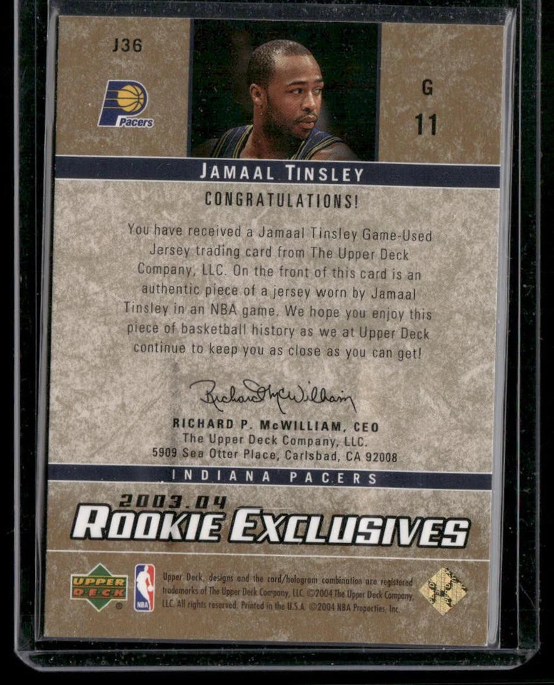 2003-04 Upper Deck Rookie Exclusives #J36 Jamaal Tinsley Jersey - Image 2 of 2