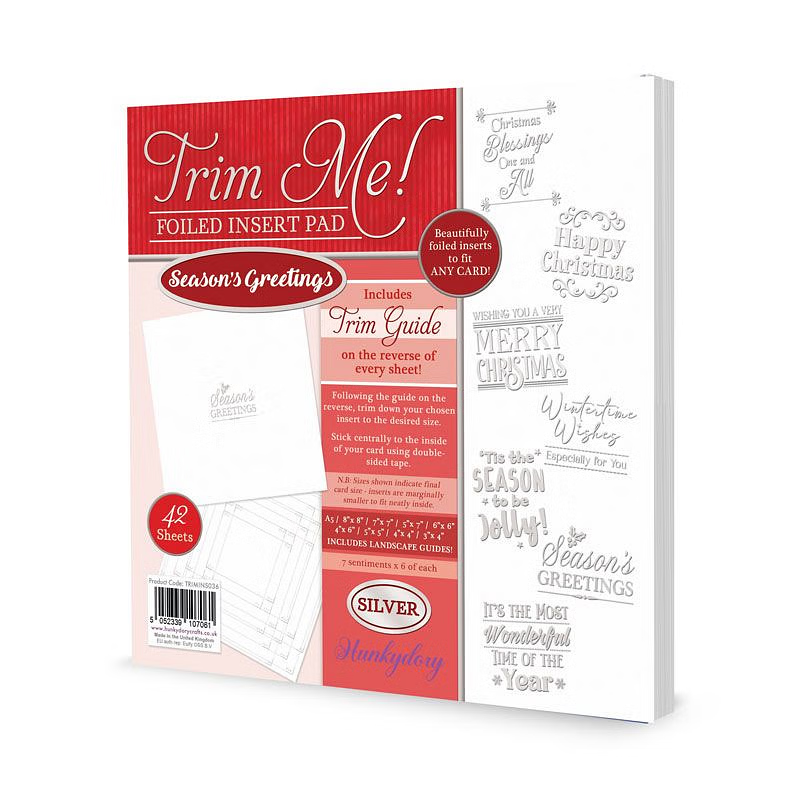 Hunkydory - Trim Me! Foiled Insert Pad - Season's Greetings Silver - TRIMINS036