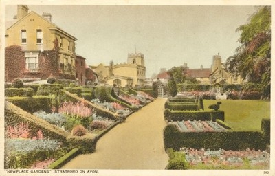 Stratford England Newplace Gardens antike Postkarte