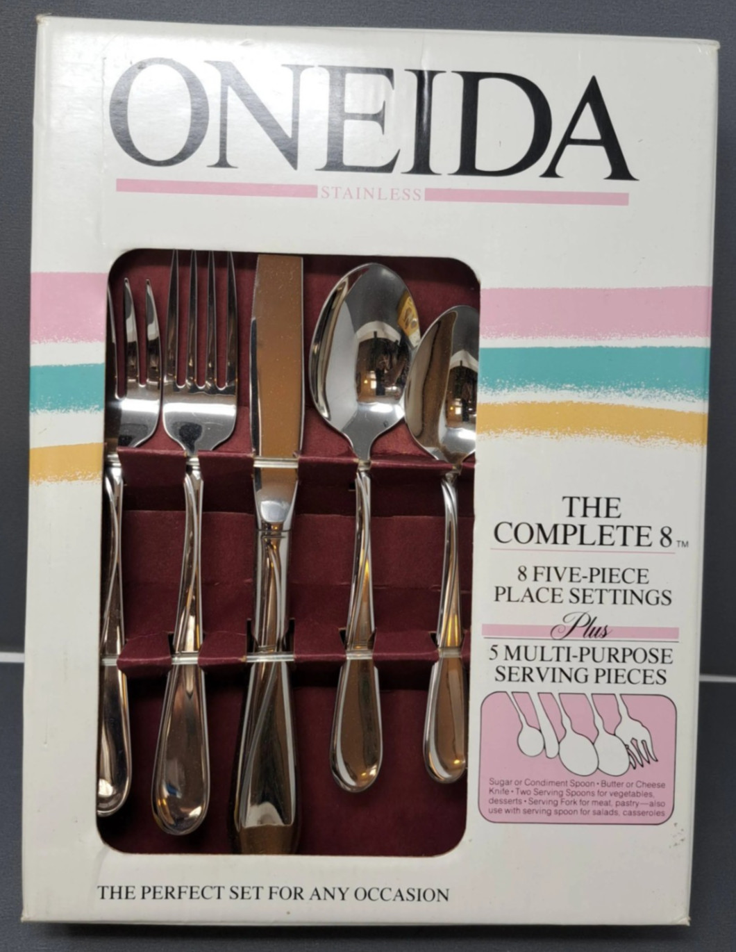Oneida FLIGHT Stainless Flatware 45 Piece Service for 8 The 