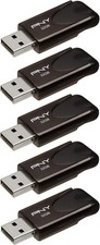 PNY 32GB Attach  4 USB 2.0 Flash Drive, Black, Pack of 5