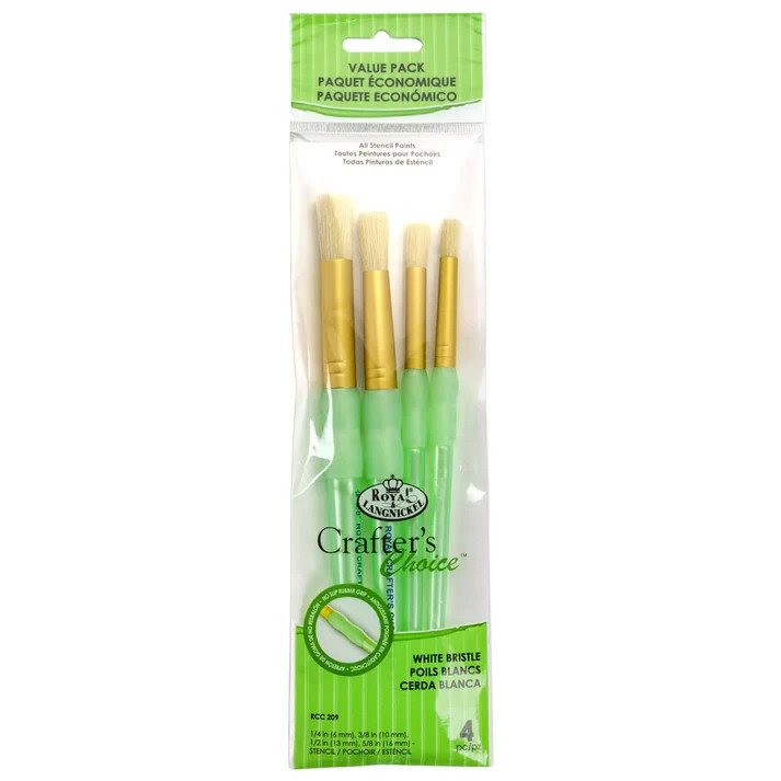 ROYAL & LANGNICKEL© CRAFTER'S CHOICE™ VALUE WHITE BRISTLE STENCIL BRUSH SET 4PCS