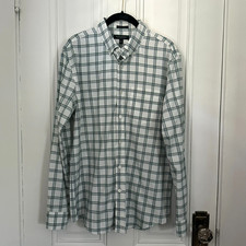 Banana Republic Tech Stretch Cotton Shirt Slim Flex Fit Green Plaid Men s M
