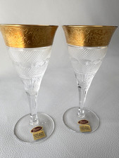 Moser Crystal Splendid Gilt-cut Wine Glass Pair