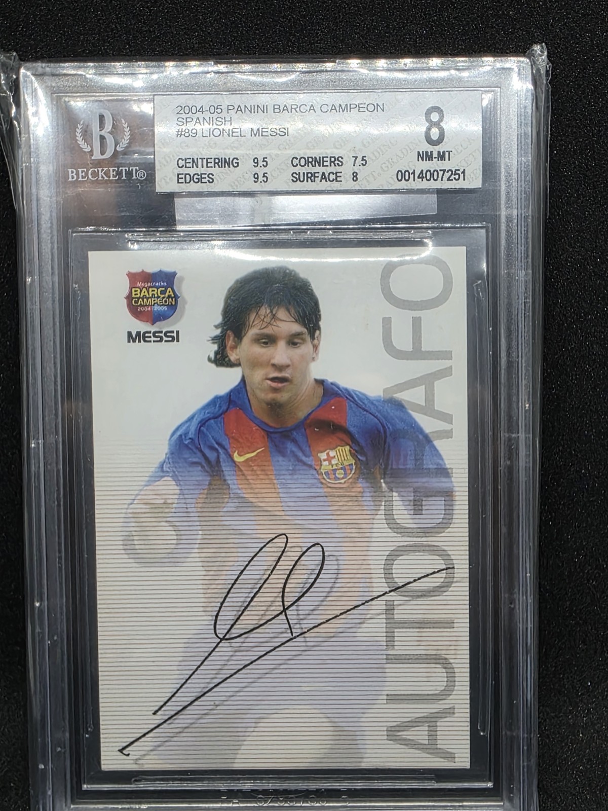 Lionel Messi 2004 Panini Megacracks #89 Campeon Rookie RC BGS 8.0