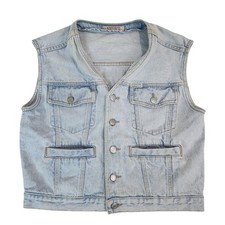 Vintage Guess Jeans Denim Vest Womens Small Light Wash Made in USA Marciano 80s