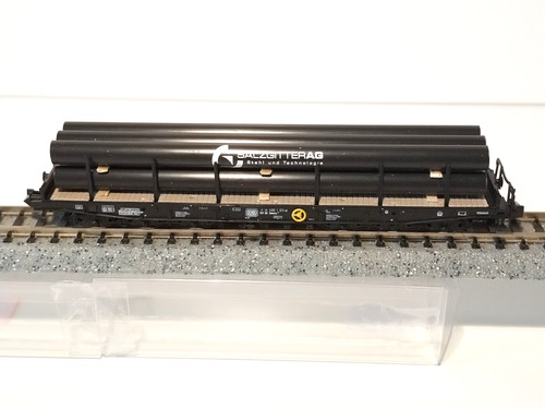 VAGÓN PLATAFORMA BOGGIES "SALZGITTER AG" DB ÉPOCA V ROCO 25315 (F547) | Condition: Usado