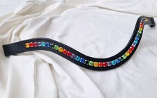 NEUER Stirnriemen Trense Stirnband VB COB schwarz Regenbogen 