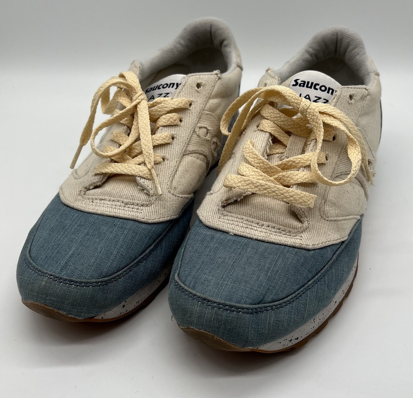 Saucony Jazz Shoes Men's Size 11 White Blue Low Pro Suede La