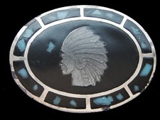 NA23121 VINTAGE 1978  INDIAN CHIEF  SOUTHWESTERN DESIGN BELT BUCKLE