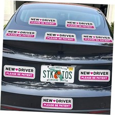 New Driver Stickers Non-Magnetic for Cars  Windows - Reusable, 8 Pink