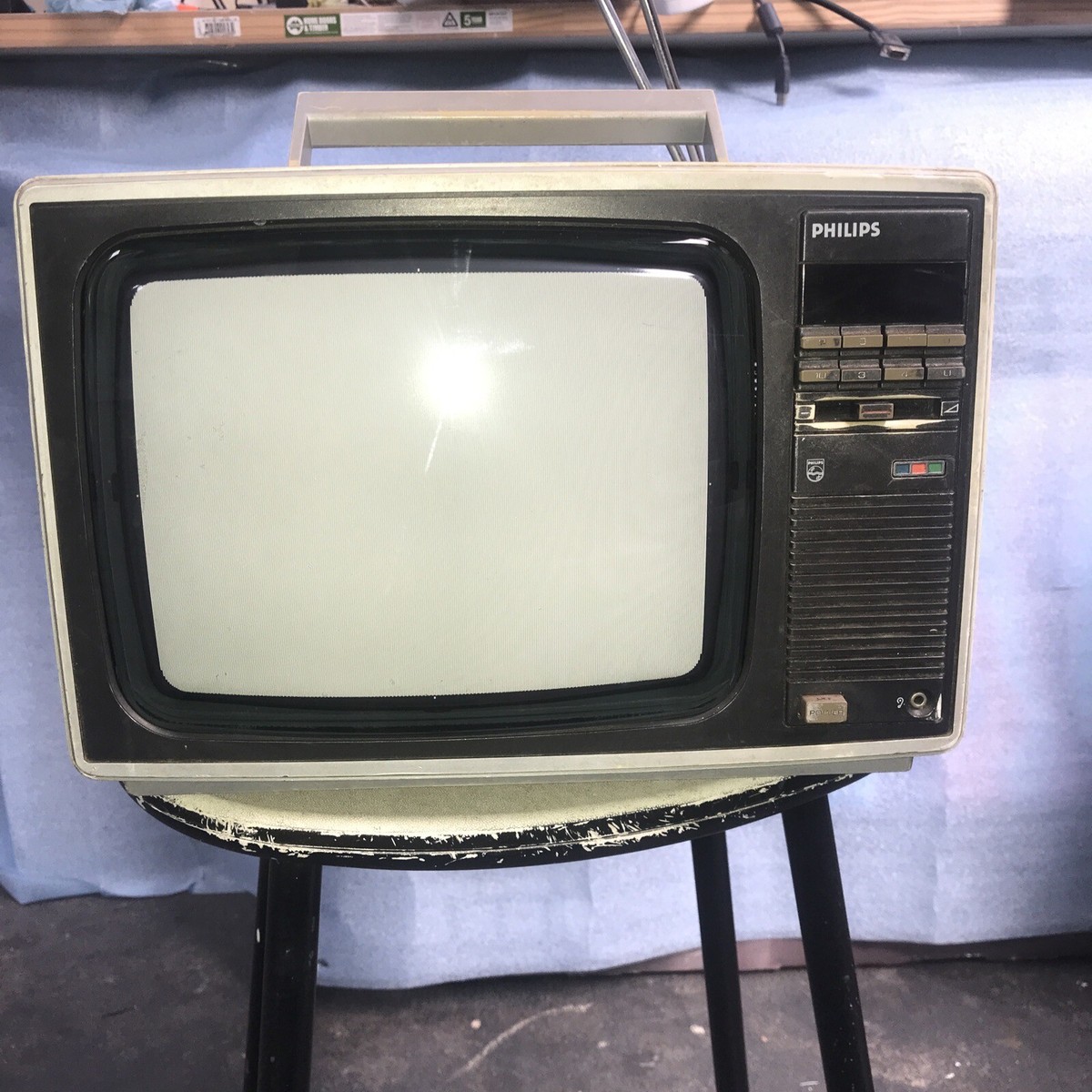 Vintage Retro TV Philips Natural 10 AC DC Portable 1980s model