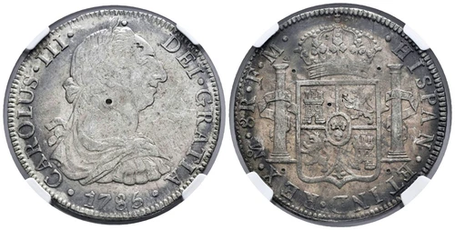 Sc. Spain-Carlos III. 8 Reales 1785 FM. Mexico. Certified NGC. Silver G.