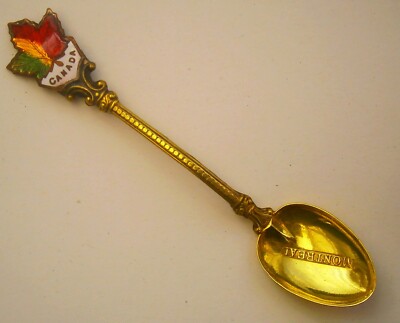 SZ21) Canada Maple Leaf goldfarben Souvenir Vintage Sammler Löffel