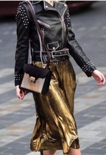 Zara Black Faux Leather Studded Biker Moto Jacket With Zips Size Xs Might Fit S