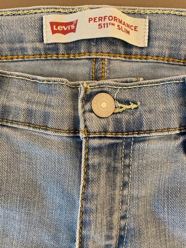 Levis 511 Light Blue Wash Youth Size 18 Reg W29 L31 Stretch Jeans Adjust Waist - Picture 23 of 24