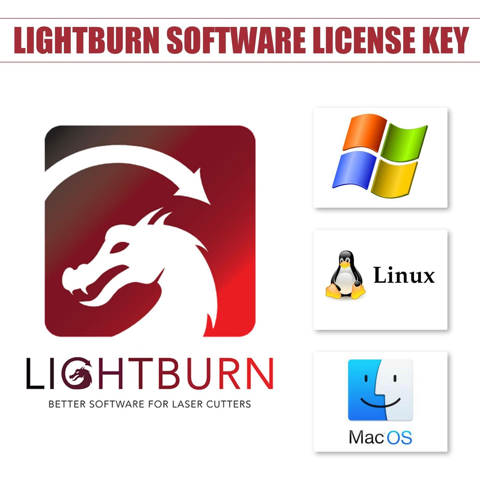 Oprogramowanie LightBurn do maszyny do grawerowania laserowego Maszyna do grawerowania Linux Mac OSX 100% nowy, obfity