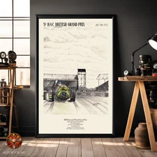 1952 British Grand Prix Silverstone Vintage Poster Cooper Formula Racing Print