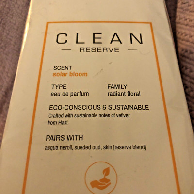 Clean Reserve Solar Bloom by Clean Perfume Eau De Parfum Sealed Big! 3 ...