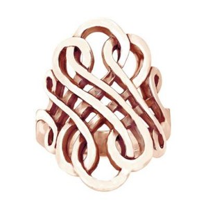 Authentic Interconnected Infinity Knot 14K Rose Gold Plated Ring For Women's