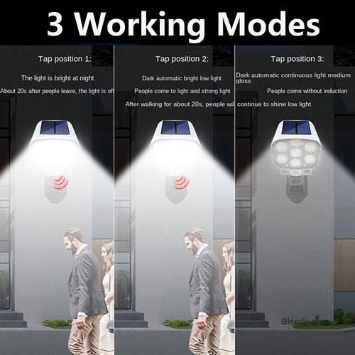 2X LED Motion Solar Sensor Light Remote Outdoor Security Garden Yard Fake Camera - Picture 16 of 24